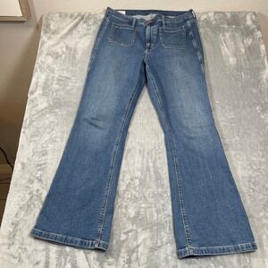 GAP Jeans Womens 33 16R 70s Flare High Rise Medium Wash Blue Patch Pocket Denim